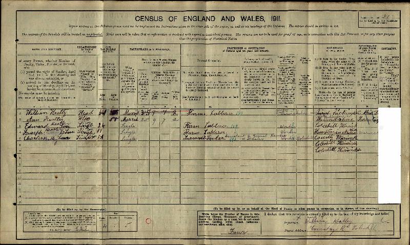 Keatley (William) 1911 Census